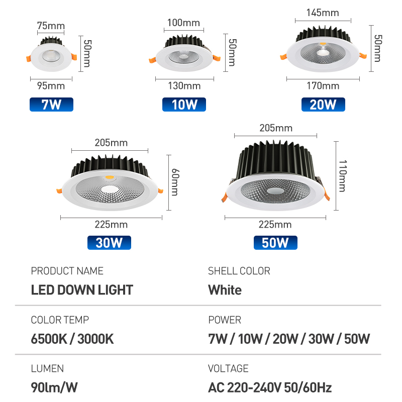 Modern LED Spot Down Light Recessed Downlight Ceiling Spotlight for Indoor Spaces Light
