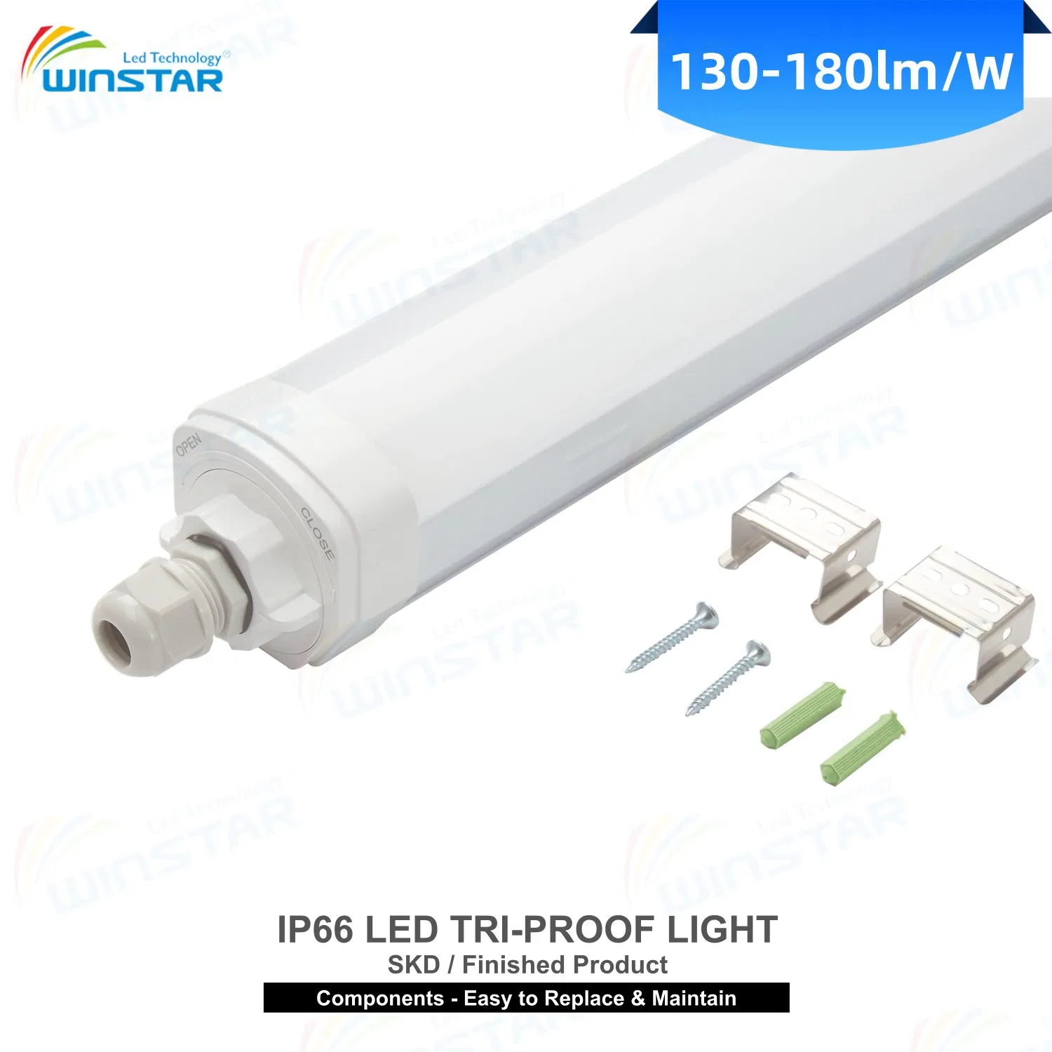 IP66 LED Tri-Proof Light Batten Linkable 60/120/150cm LED Linear Light for Supermarket Mall Exhibition Hall Commercial Display SKD Available