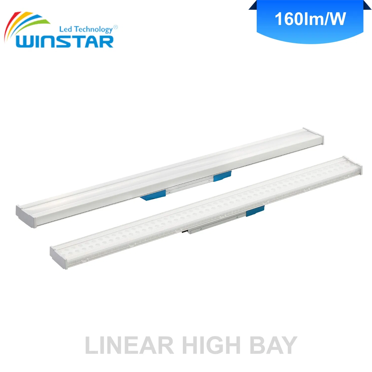160lm/W Ultra High Efficiency LED Linear High Bay Light 180W 240W Flicker-Free Ceiling Mount Industrial Lighting for Factory Production Line Warehouse Logistics