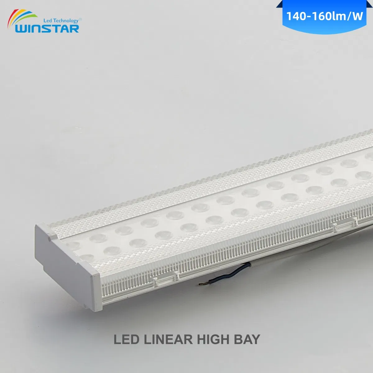 160lm/W Ultra High Efficiency LED Linear High Bay Light 180W 240W Flicker-Free Ceiling Mount Industrial Lighting for Factory Production Line Warehouse Logistics