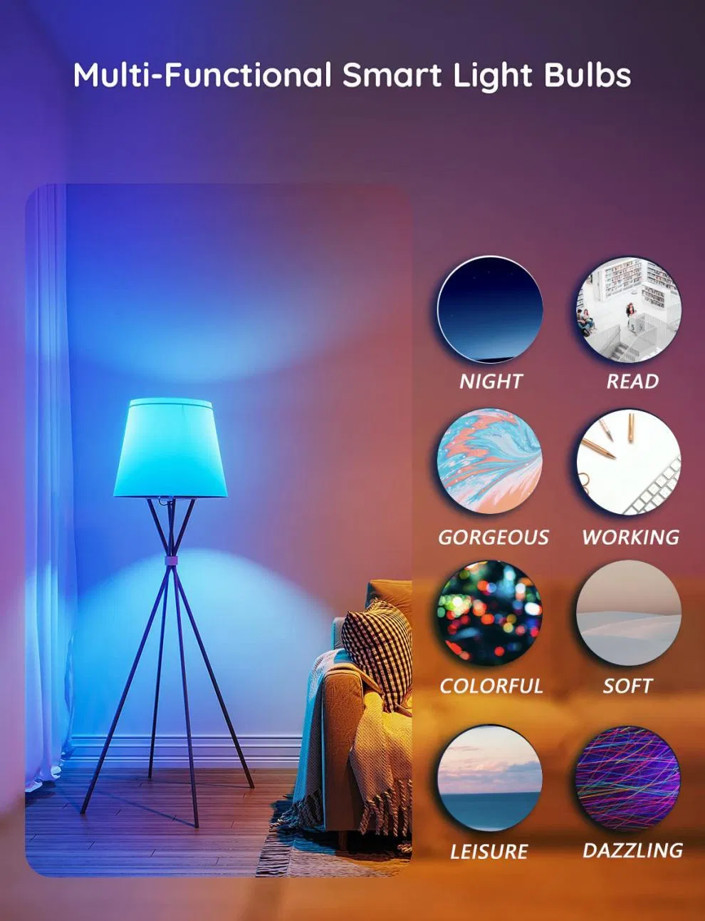 LED Doodle WiFi Smart Bluetooth Bulb: APP-Controlled Doodle RGB Bulb with Color-Changing LED