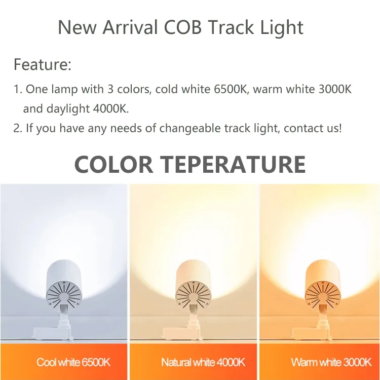 Commerical Adjustable White Black LED Spot Lighting COB 10W 20W 30W Track Light for Clothing Shop Jewelry Store Exhibition