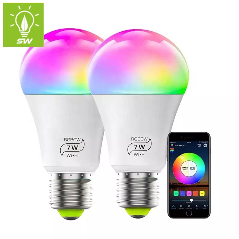Indoor RGB Remote Control WiFi Smart LED Bulb Light A60/A55 New ERP Standard LED Lights 3W/5W/7W/9W/12W/15W Aluminum PBT Plastic Lighting LED Lamp Bulb