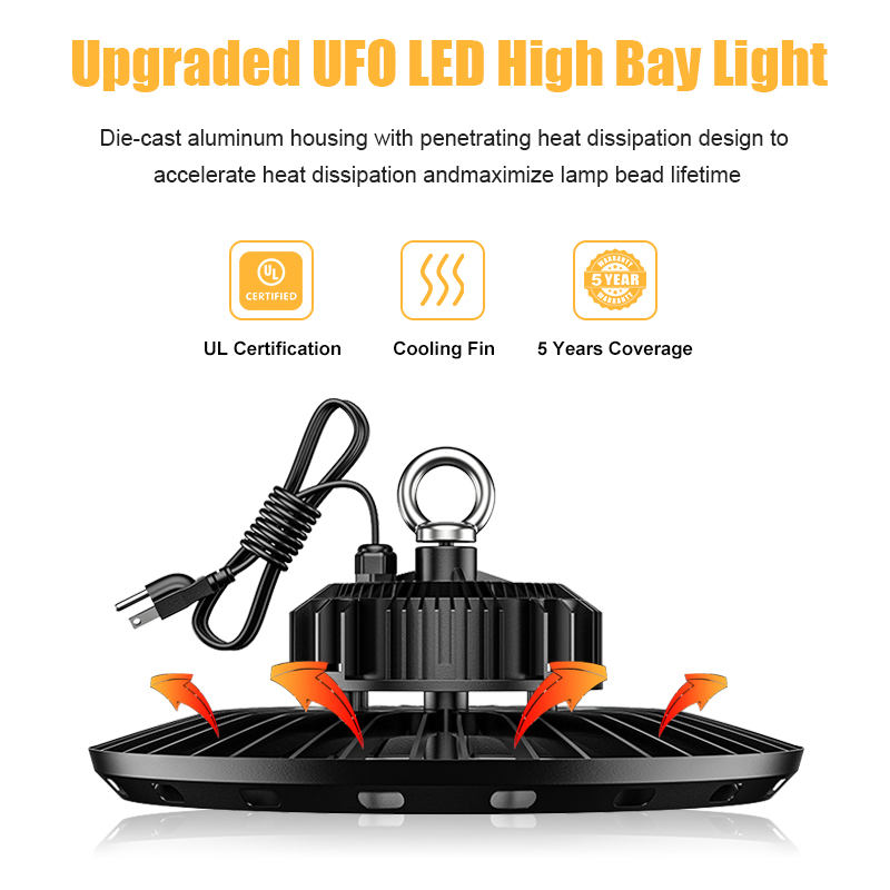 100W 150W 200W 300W IP66 SMD Chip UFO for LED High Bay Light High Brightness for Warehouse Outdoor Lighting