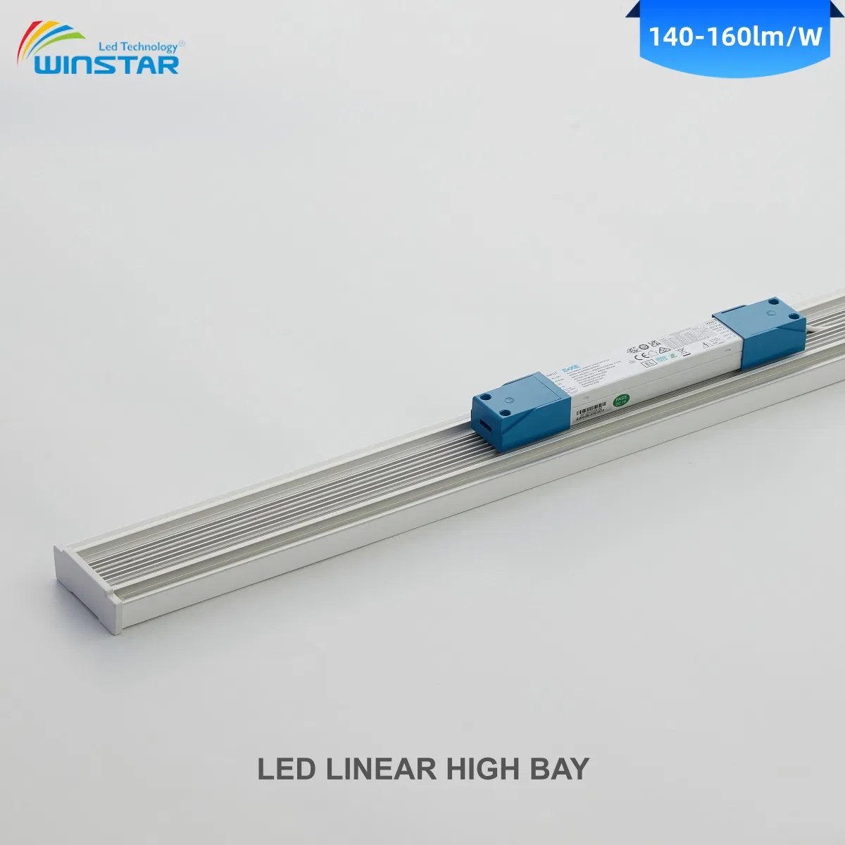 160lm/W Ultra High Efficiency LED Linear High Bay Light 180W 240W Flicker-Free Ceiling Mount Industrial Lighting for Factory Production Line Warehouse Logistics