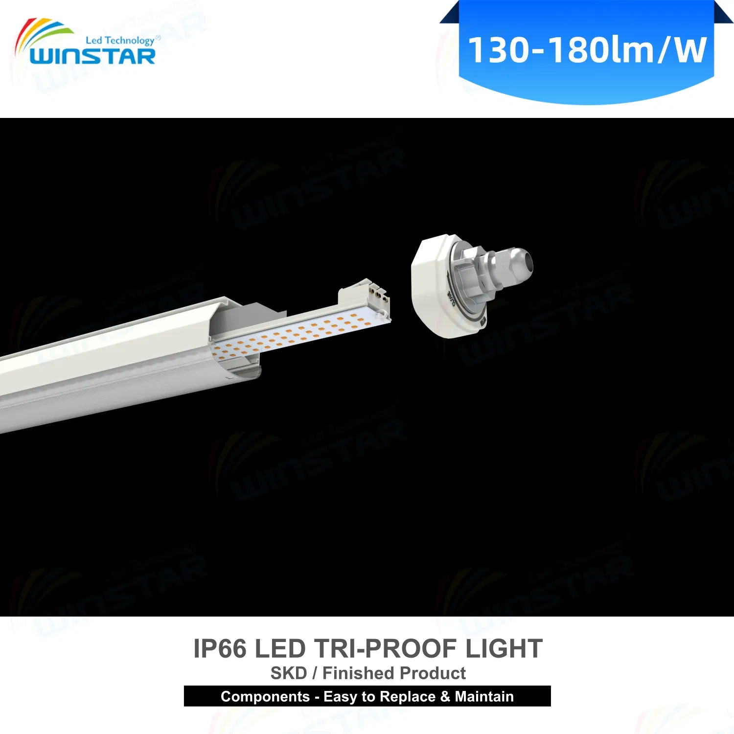 IP66 Ik08 LED Tri-Proof Light Batten 60cm 120cm 150cm CE RoHS Certified Linkable Linear Light for Warehouse Factory Garage Workshop, SKD &amp; Finished Available