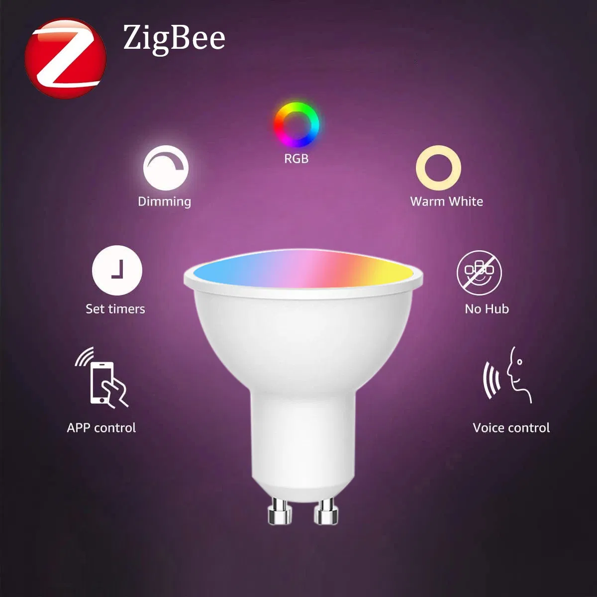 SLS Tuya Zigbee 3.0 RGB CCT Music Sync 5W Dimmable GU10 Smart LED Bulb
