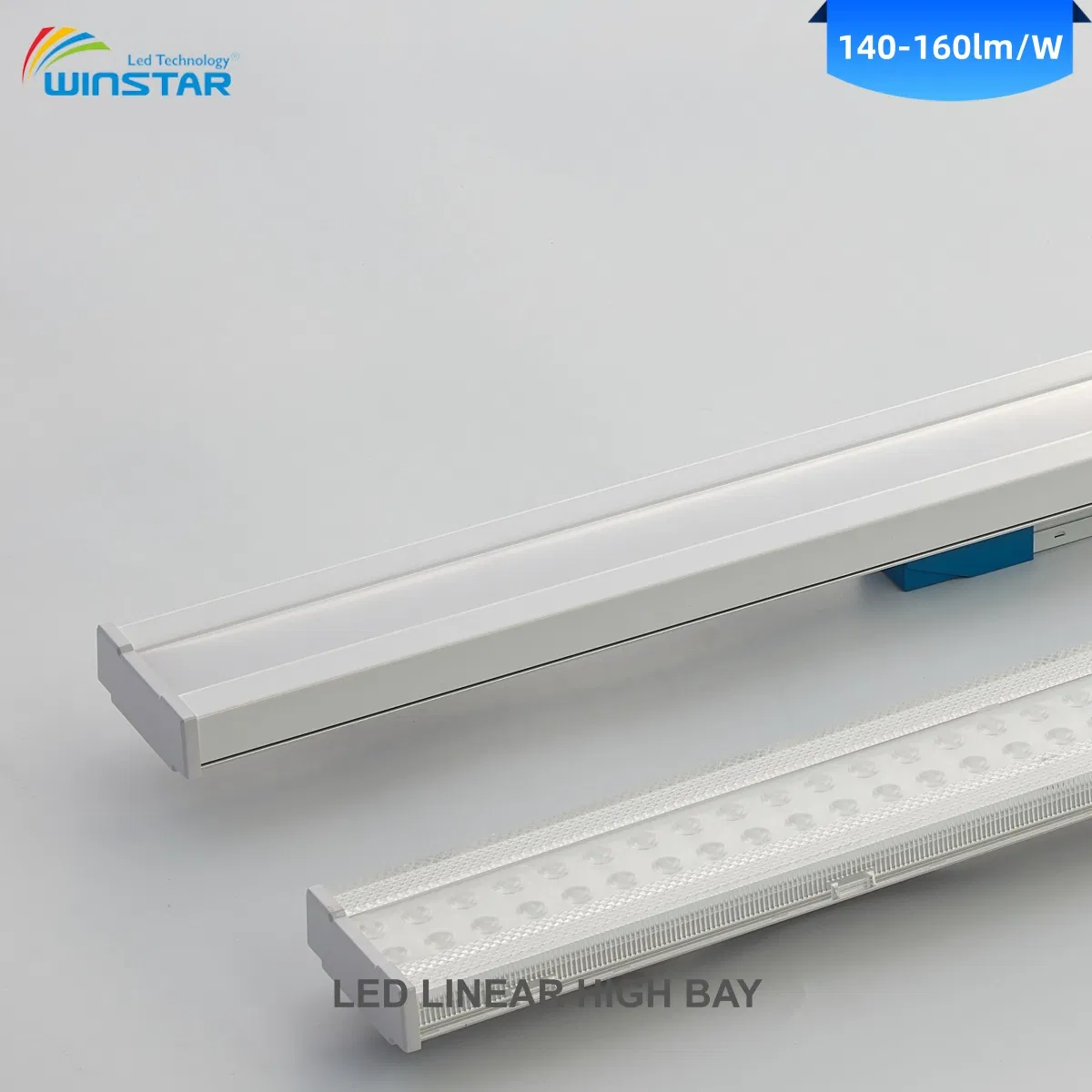160lm/W Ultra High Efficiency LED Linear High Bay Light 180W 240W Flicker-Free Ceiling Mount Industrial Lighting for Factory Production Line Warehouse Logistics