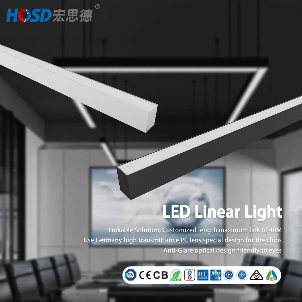 15W Modern Linear Chandelier LED Hanging Linear Pendant Light Mall Billiard Room