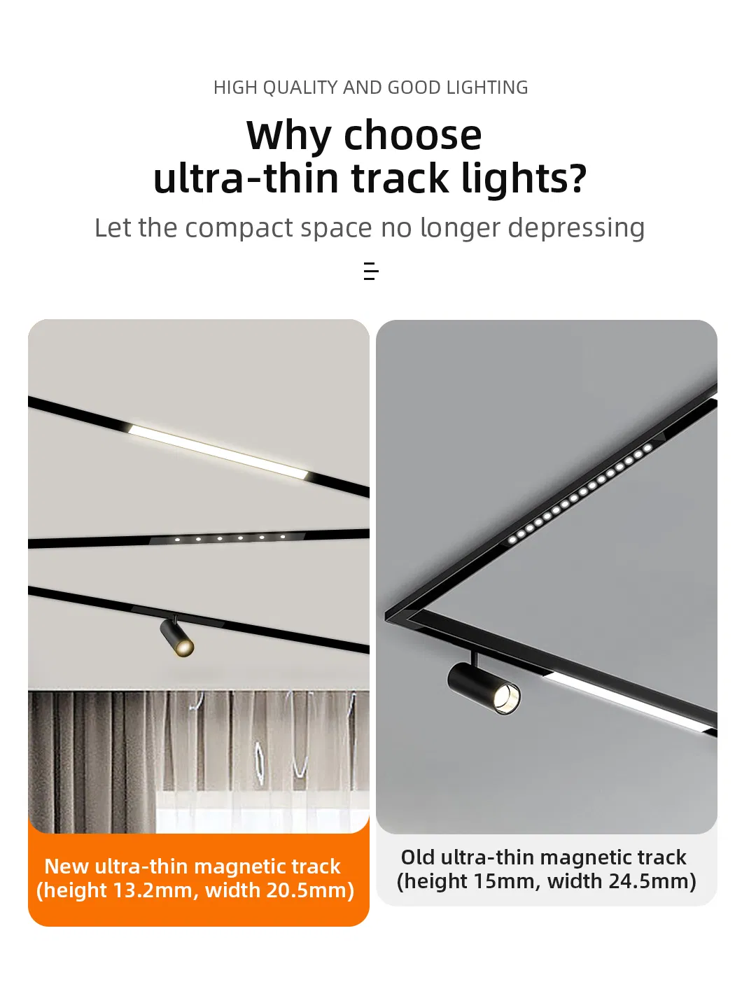 Ultra-Thin 48V/24V Safety Magnetic LED Track Lights for Concise Space