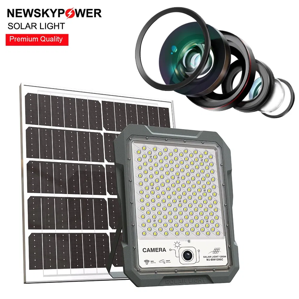 High Brightness Mj Breaker Warrior 1200W LED Solar Flood Light with Camera