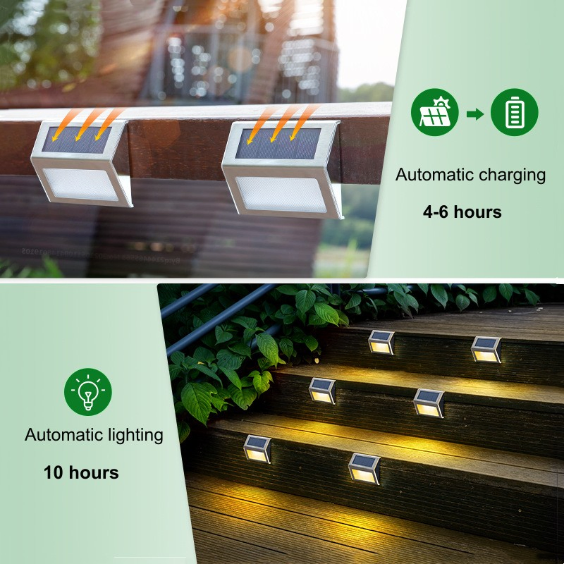 New IP65 Warm White Color Patio Garden Yard Luminaire Decorative Outdoor Step Stair Lamp Deck Fence Light LED Solar Light