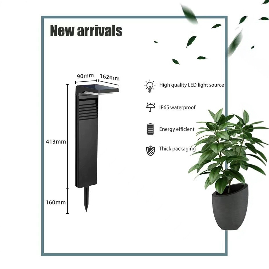 Modern Outdoor Garden Solar Powered Bollard Lamp IP65 Waterproof LED Spot Pathway Lawn Lights Small For Landscape Decoration