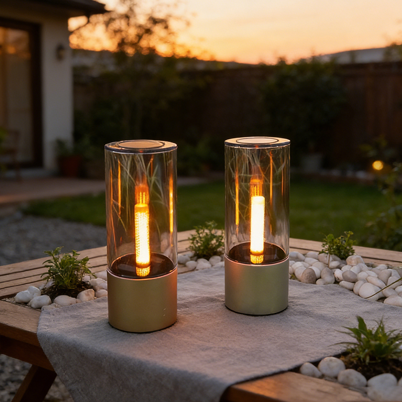 Decorative Solar Flickering Flame Table Lamp - IP44 Waterproof Outdoor/Indoor LED Atmosphere Light for Garden Patio Deck Decor