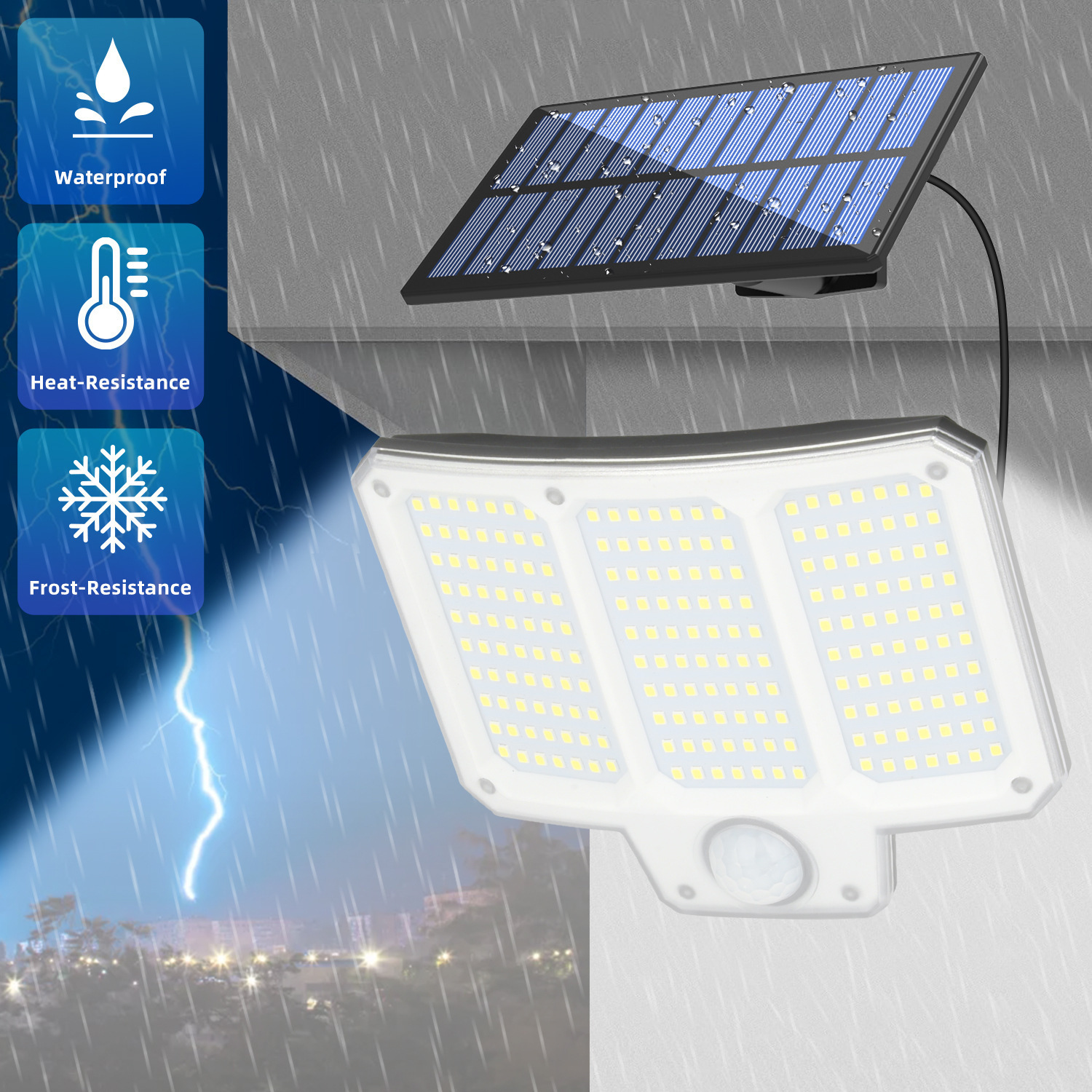 Outdoor Waterproof Garden Lamp Human Induction Road Lighting Garage Street Lamp Solar 210 LED Rotating Split Wall Lamp