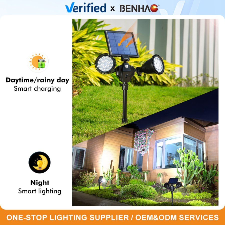 High Capacity 4400mAh Solar Spike Light 15PCS LED 6W with Auto Dusk to Dawn for Campus Pathway
