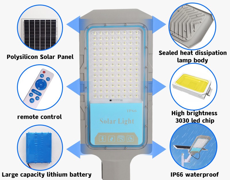 Aluminum Solar Street Light Outdoor Split Solar Street Lighting Remote Control Split Street Light Solar Lamps