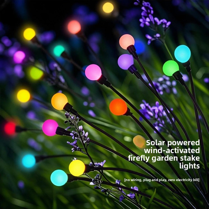 Outdoor Courtyard Lawn LED Lamp Solar-powered Waterproof Wind-operated Firefly Garden Trendy Small Yard Ambiance Decoration