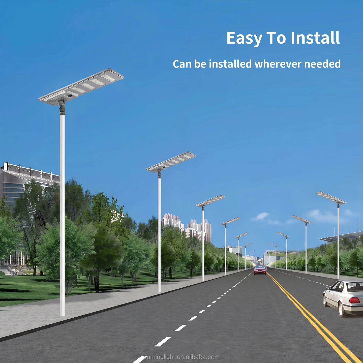 250W Integrated Solar Street Lamp With 8m Pole, Built-in 90AH Battery, MPPT Controller, IP65 Waterproof And CE Certification.