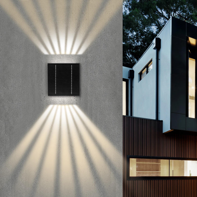 Solar Wall Lamps, up and Down Luminous Wall-Washing Lamps, Outdoor Waterproof Villa Courtyard Landscape Ultra-Bright Spotlights