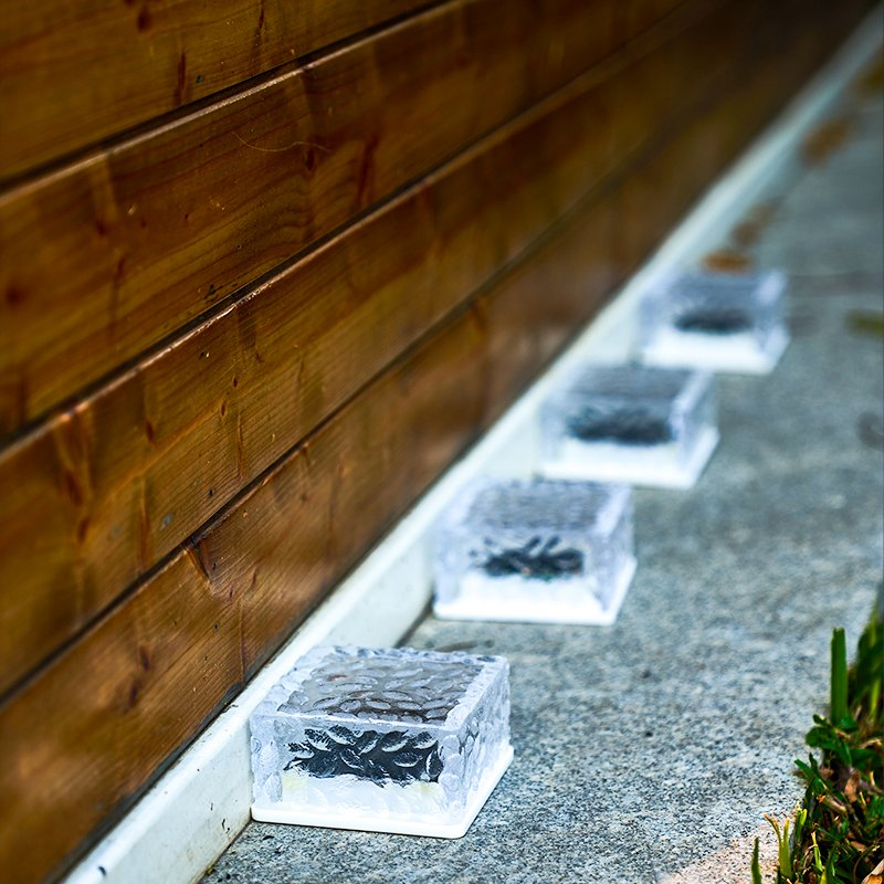Multi Color 1 LED Solar Ground Light Waterproof Garden Pathway Ice Tile Lamp for Yard Driveway