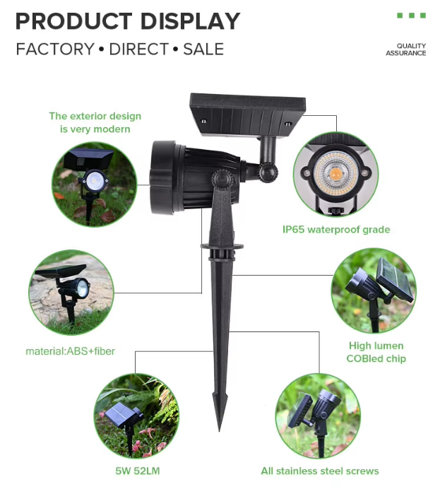 IP65 Solar Light Led Garden Pathway Landscape Lawn Spot Light 5W 3000K 6000K RGB Outdoor Waterproof Lamp
