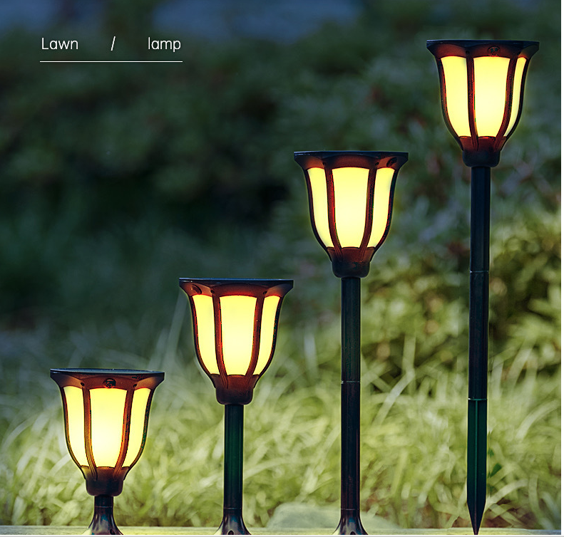 BEST SOLD Solar Flame Lights Courtyard Garden Landscape Lights LED Charging Ground Plug Lawn Decoration Torch Lights