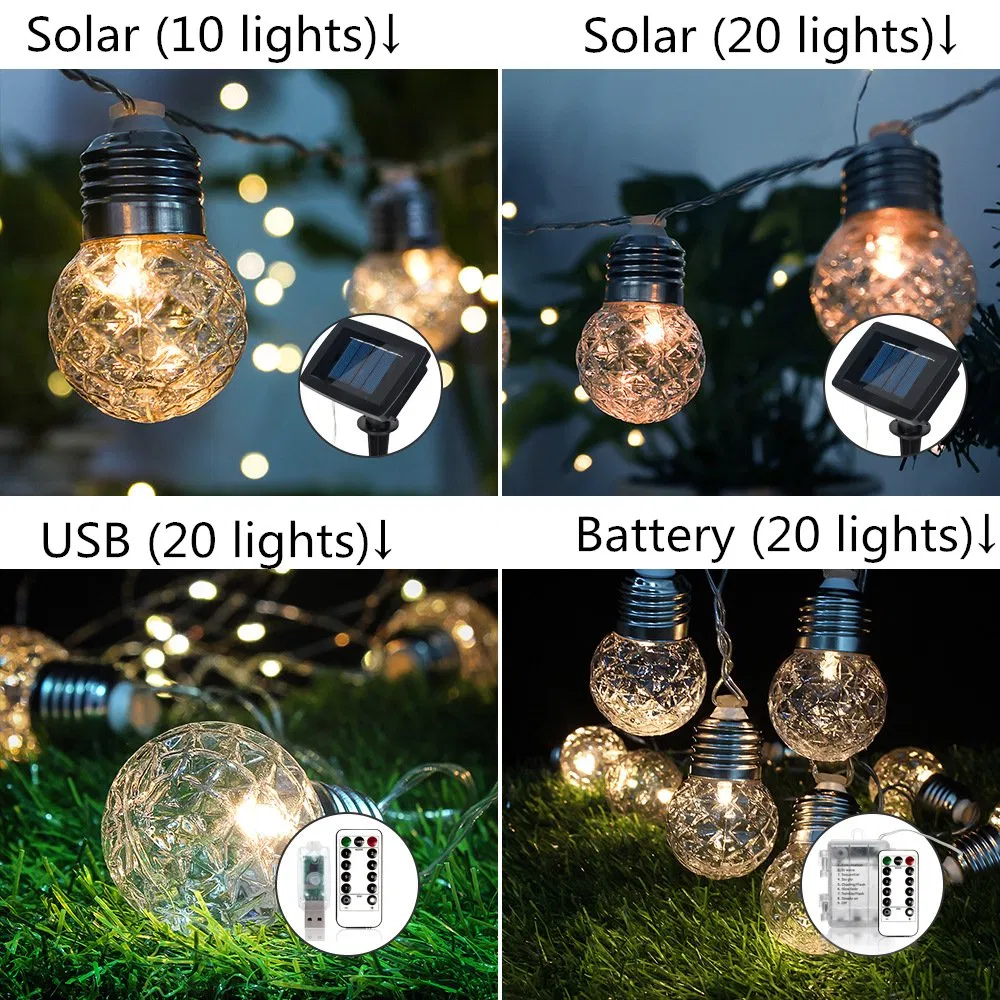 6m 20 Lights LED Solar Pineapple Ball Light String
