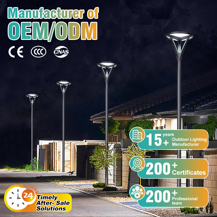 Wholesale Price High Lumen IP65 Outdoor Landscape Street Light 50W Post Top Solar Led Garden Lamp