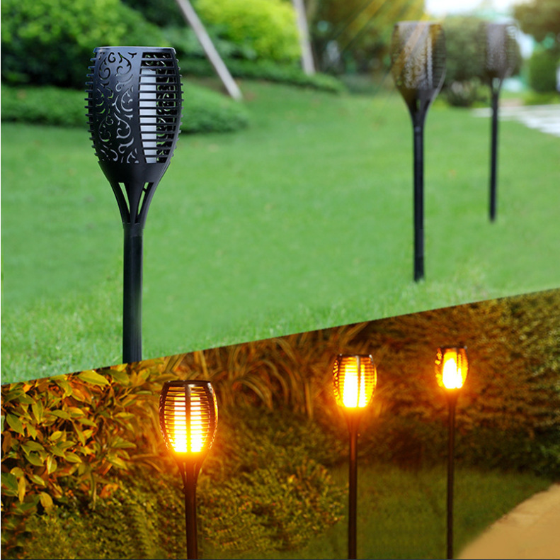 Waterproof IP65 LED Solar Flame Lamp for Garden Layout Outdoor Lawn Torch Floor Lamp High Visibility for Garden Landscape