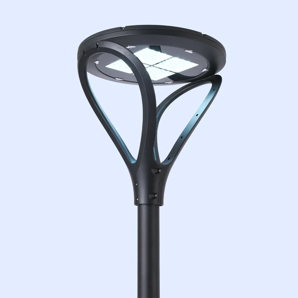 Die Casting Aluminum 3600lm Integrated Solar Garden Light Post Top Lamp for Courtyard