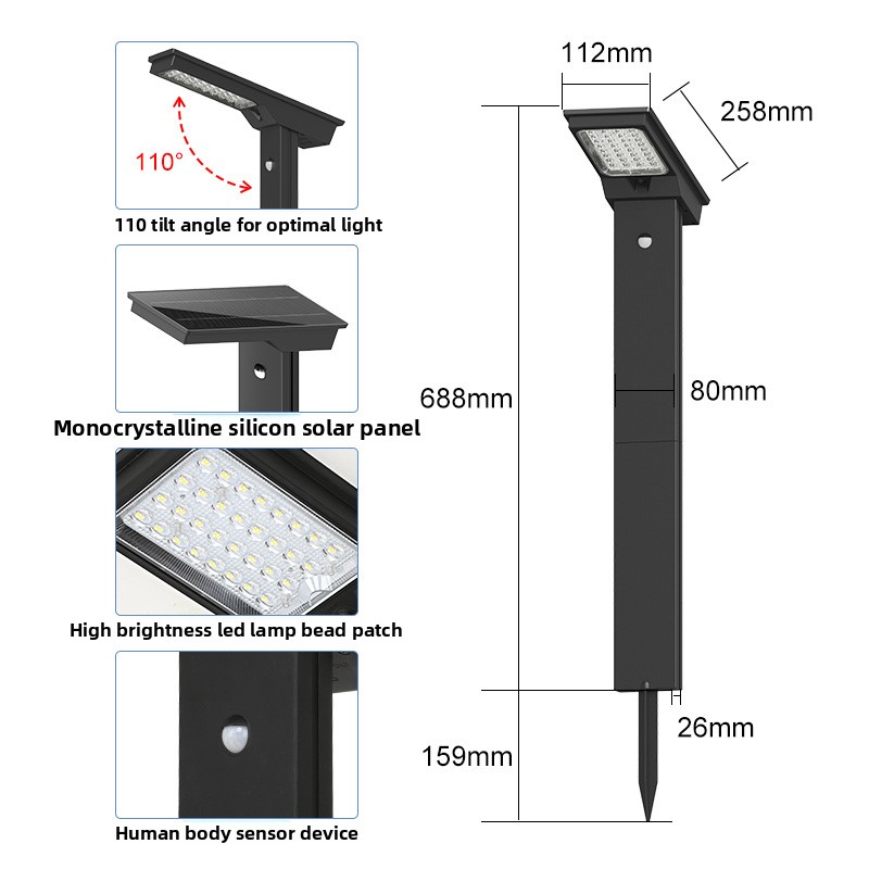 Waterproof Solar Powered Yard Pathway Lamp Landscape Outdoor Garden Led Solar Motion Sensor Lawn Lights