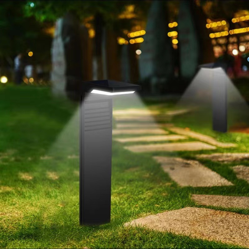 Modern Outdoor Garden Solar Powered Bollard Lamp IP65 Waterproof LED Spot Pathway Lawn Lights Small For Landscape Decoration
