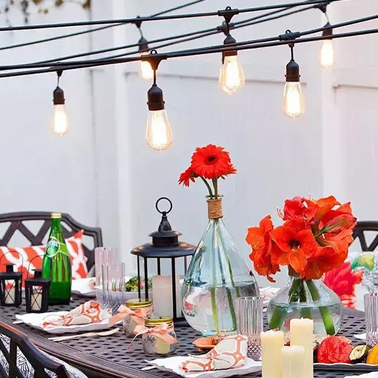 Homes Gardens Solar Powered Hang Christmas LED Bulbs Outdoor Solar String Lights for Camping with Plug