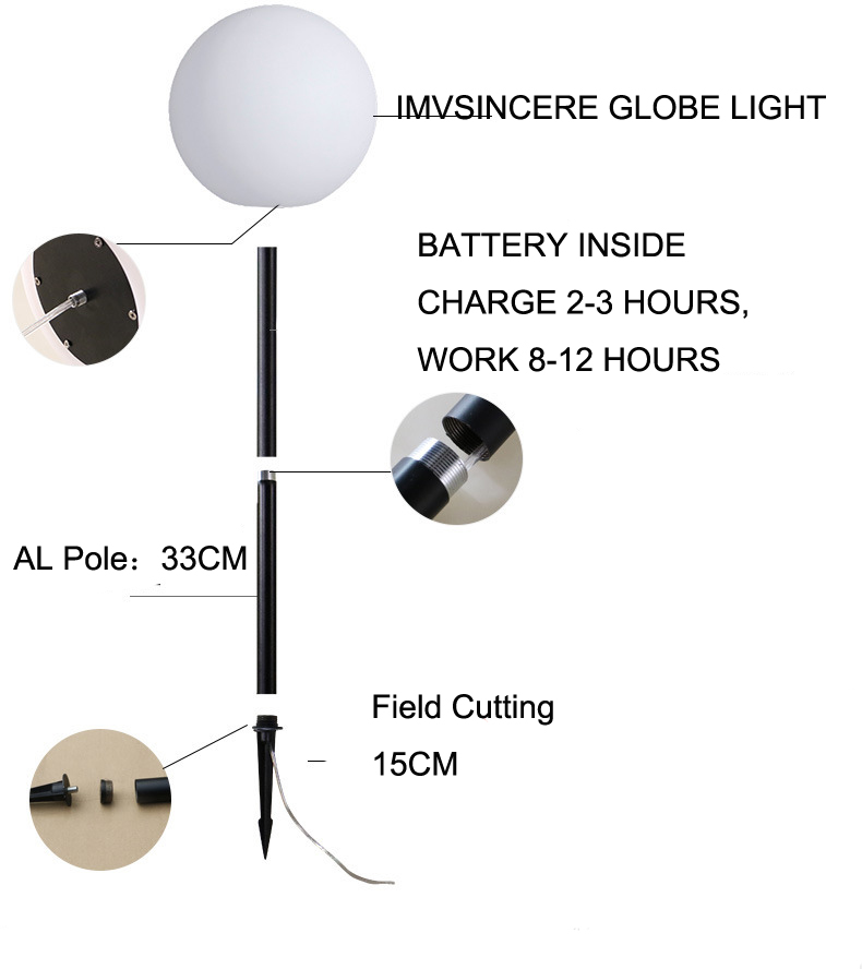 IP68 Solar DC LED Globe Light With 4000K Color Temperature Remote Control Battery Power For Garden Landscape CE Certified