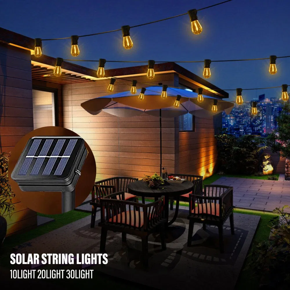 LED Solar String Lights IP65 Waterproof Outdoor Christmas Decoration Bulb Holiday Garland Garden Furniture Fairy Lamp