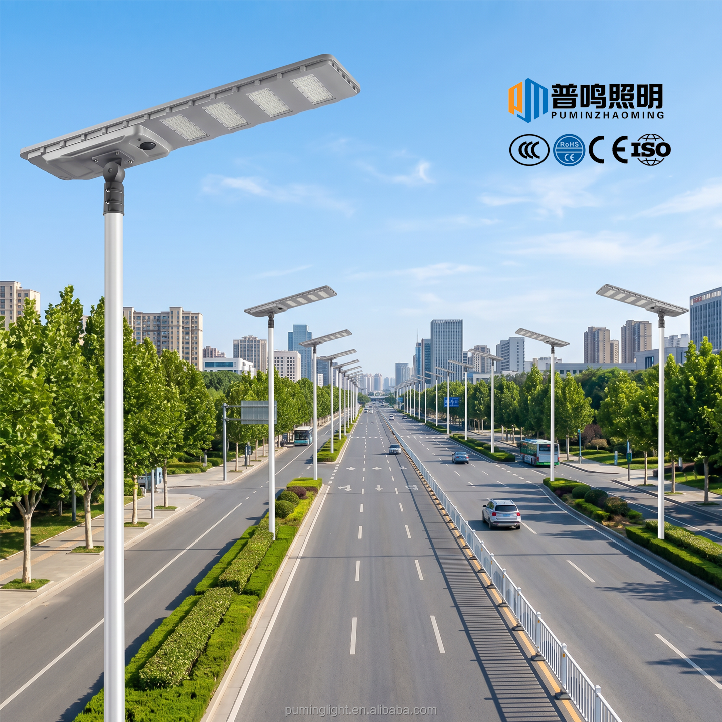 250W Integrated Solar Street Lamp With 8m Pole, Built-in 90AH Battery, MPPT Controller, IP65 Waterproof And CE Certification.