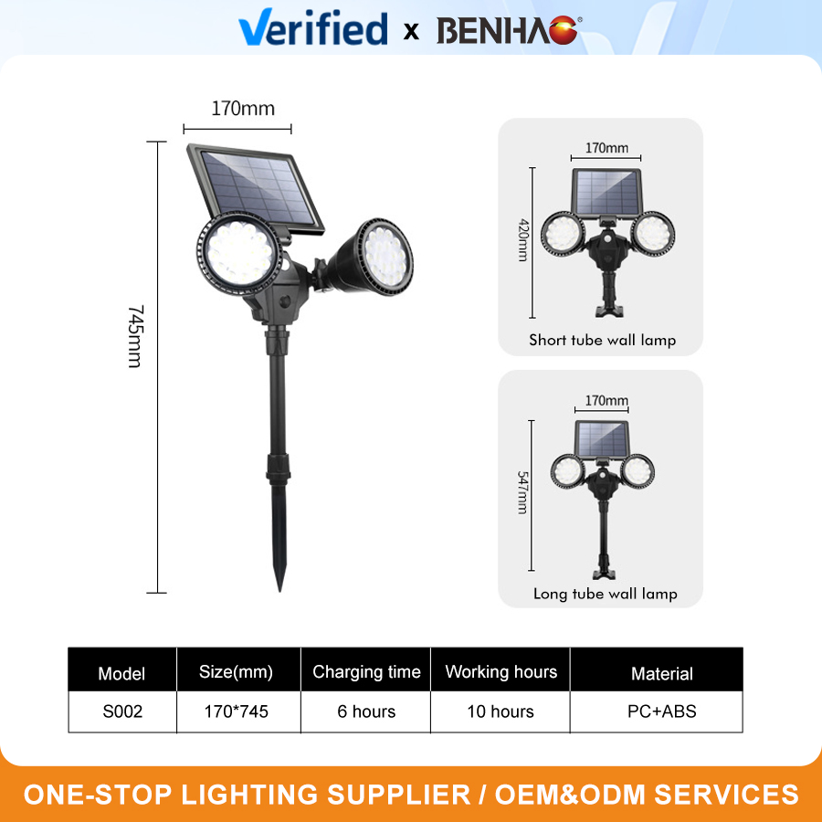 High Capacity 4400mAh Solar Spike Light 15PCS LED 6W with Auto Dusk to Dawn for Campus Pathway