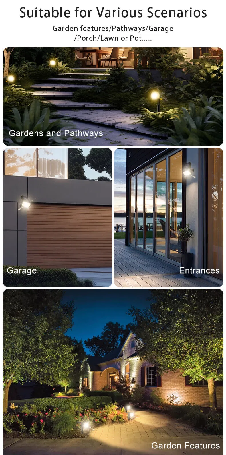 Black IP65 Waterproof Solar Garden Spot Light Landscape Outdoor Solar LED Spotlight for Trees