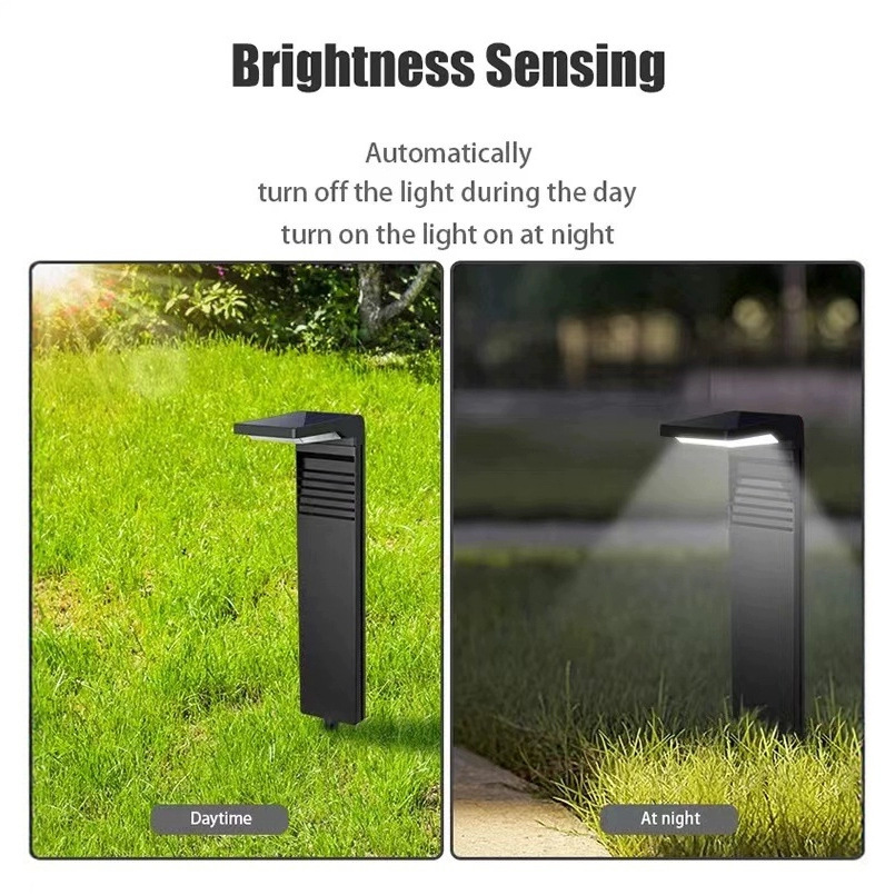 Modern Outdoor Garden Solar Powered Bollard Lamp IP65 Waterproof LED Spot Pathway Lawn Lights Small For Landscape Decoration