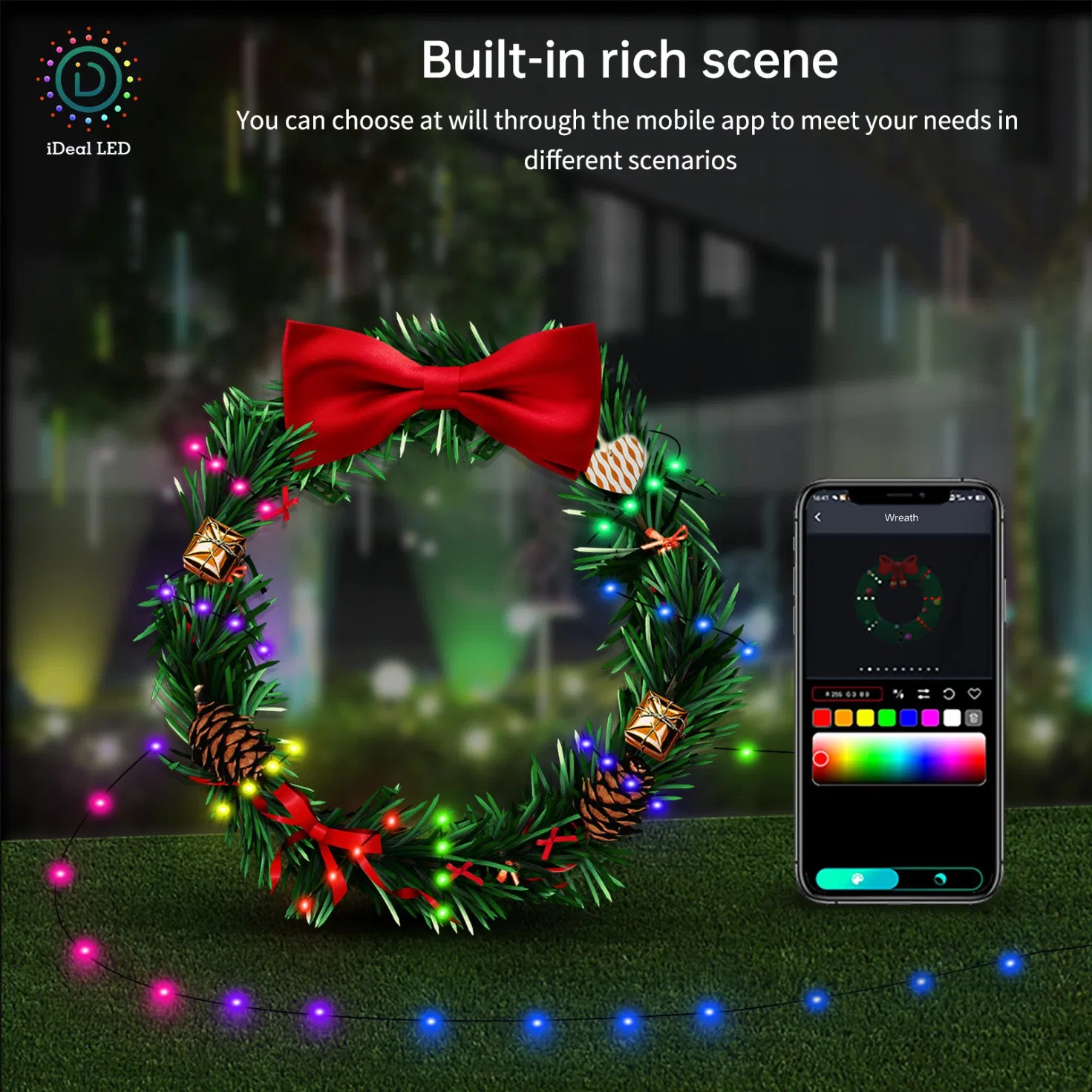 RGB Smart Fairy String Lights with 33FT USB/Solar/Battery Box DIY Twinkle Lights Remote &amp; Ideal APP Controlled Music Sync for Christmas