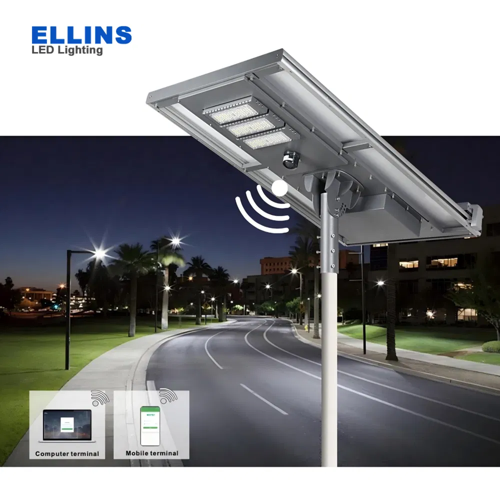 Outdoor Solar Panel Lamp Auto Clean Integrated All in One Solar Street Light with Sweeper