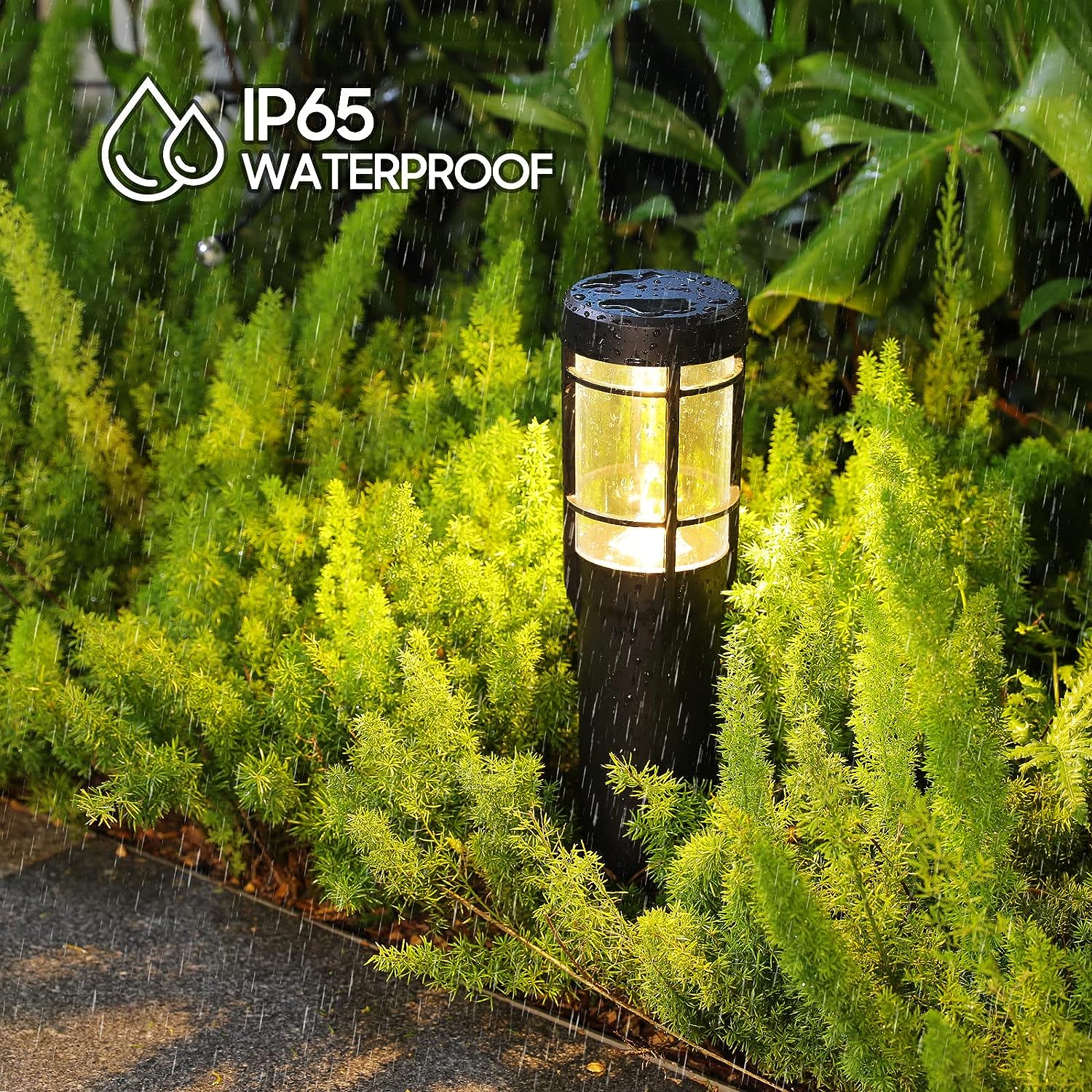 Solar Pathway Lights Dusk to Dawn Sensor Integrated Dimmable Garden Yard Lawn Lamp Walkway Path Solar LED Bollard Light Outdoor