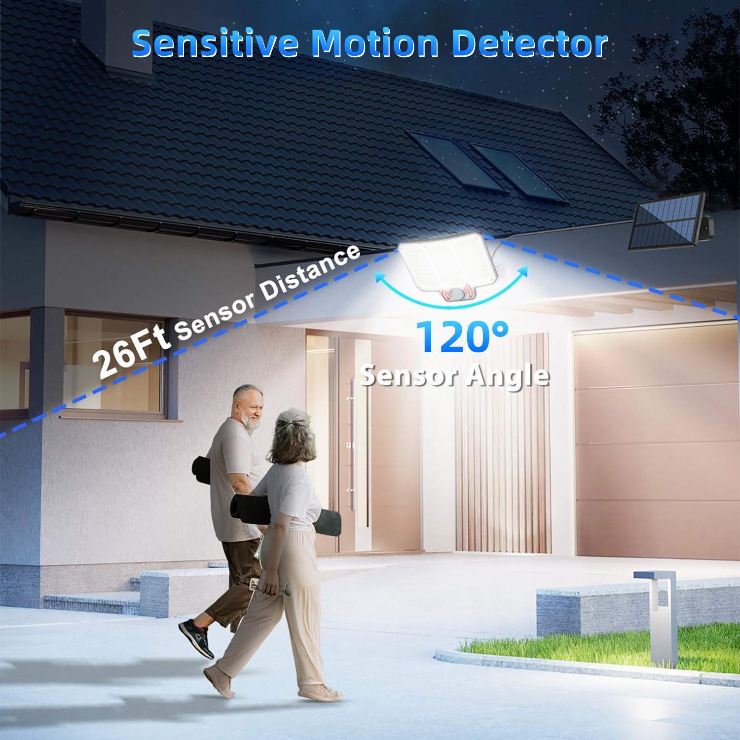 Outdoor Waterproof Garden Lamp Human Induction Road Lighting Garage Street Lamp Solar 210 LED Rotating Split Wall Lamp