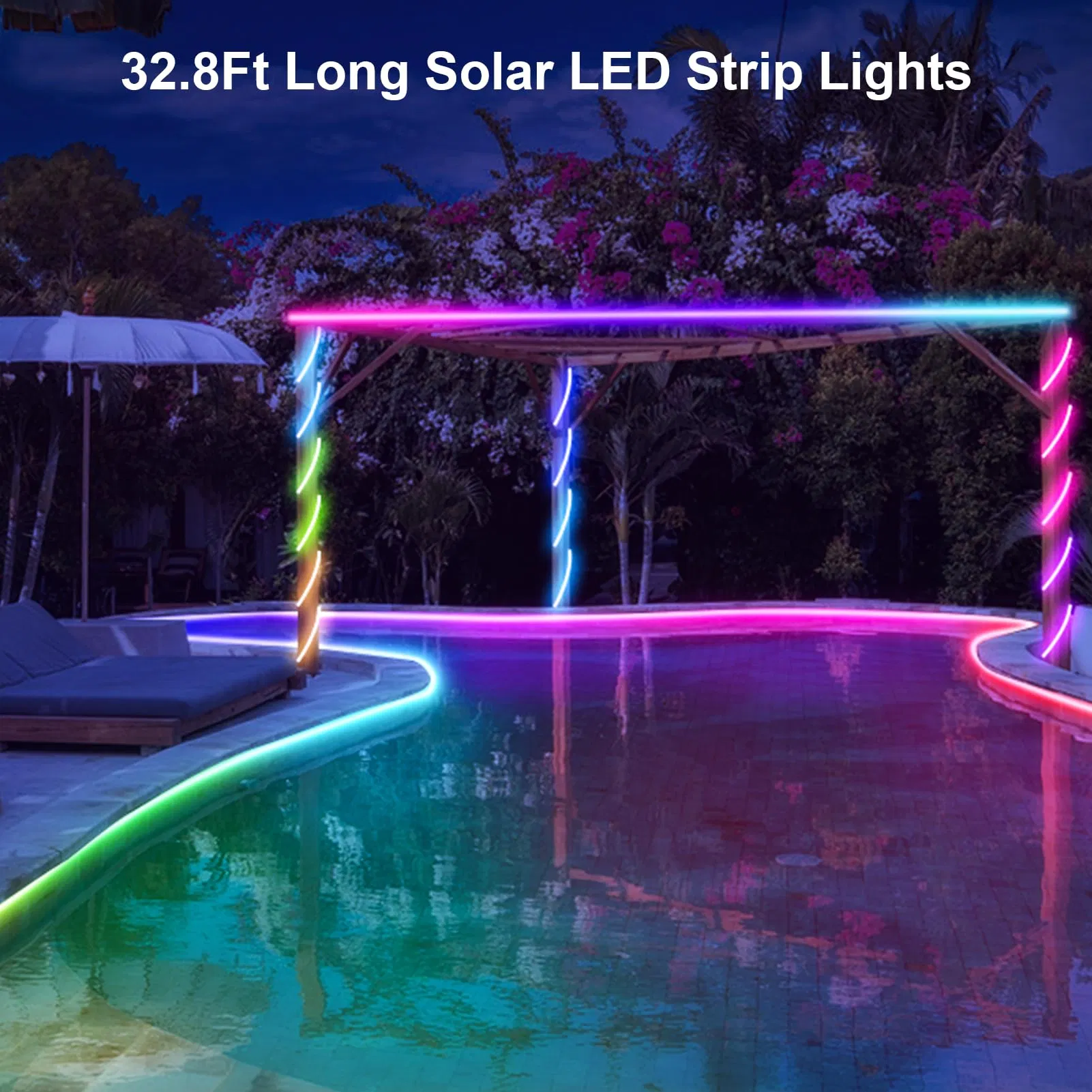 Long-Lasting Solar Rope Lights, 8h Working Time, String Lights for Patio, Party