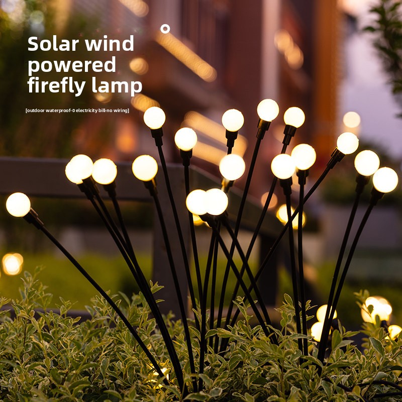Outdoor Courtyard Lawn LED Lamp Solar-powered Waterproof Wind-operated Firefly Garden Trendy Small Yard Ambiance Decoration
