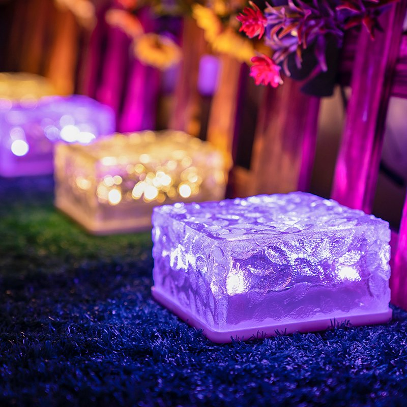 Multi Color 1 LED Solar Ground Light Waterproof Garden Pathway Ice Tile Lamp for Yard Driveway