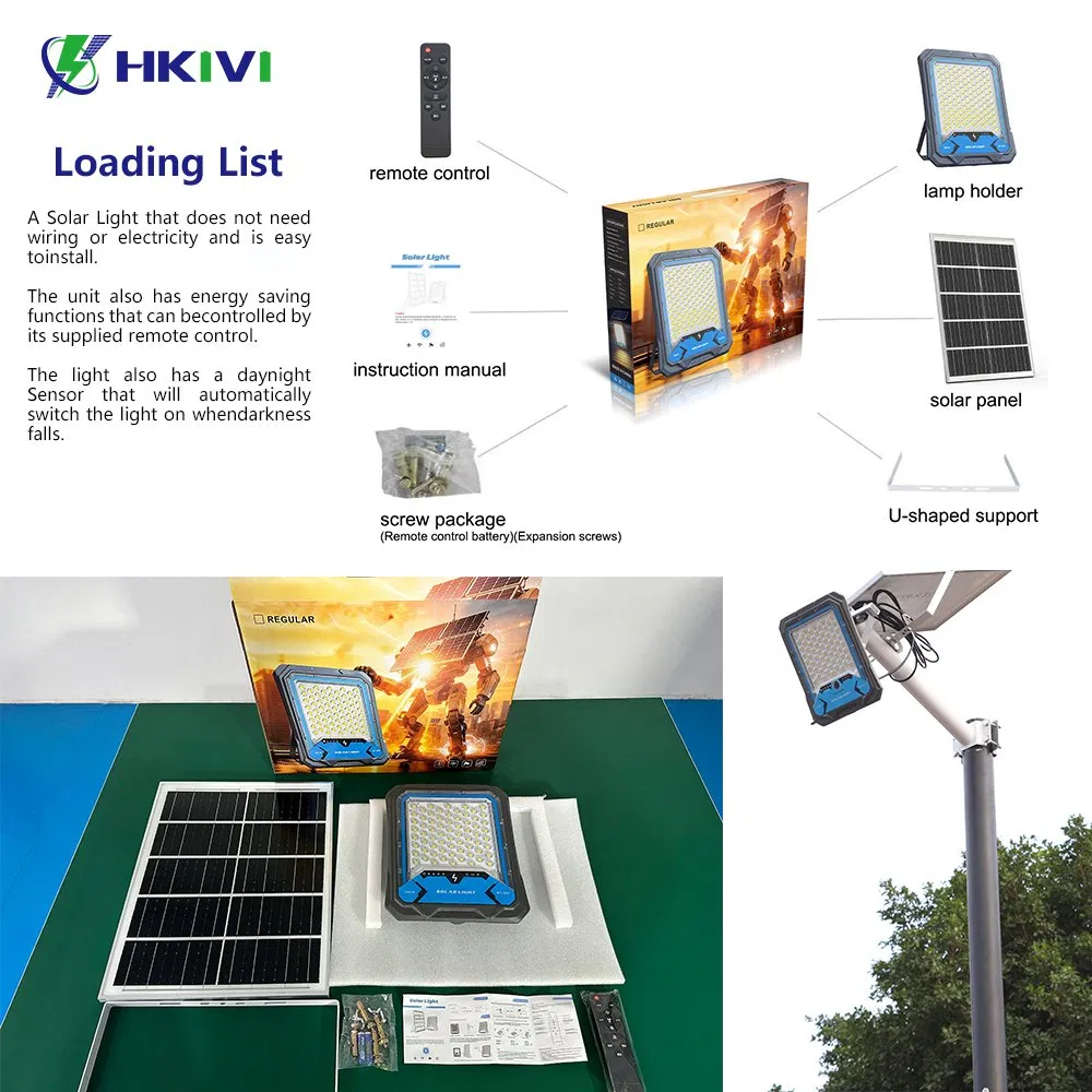 Outdoor Lighting Solar Flood Light 200W 400W 600W 1000W 1500W 2000W Energy-Saving with Easy Installation Solar LED Flood Lamp