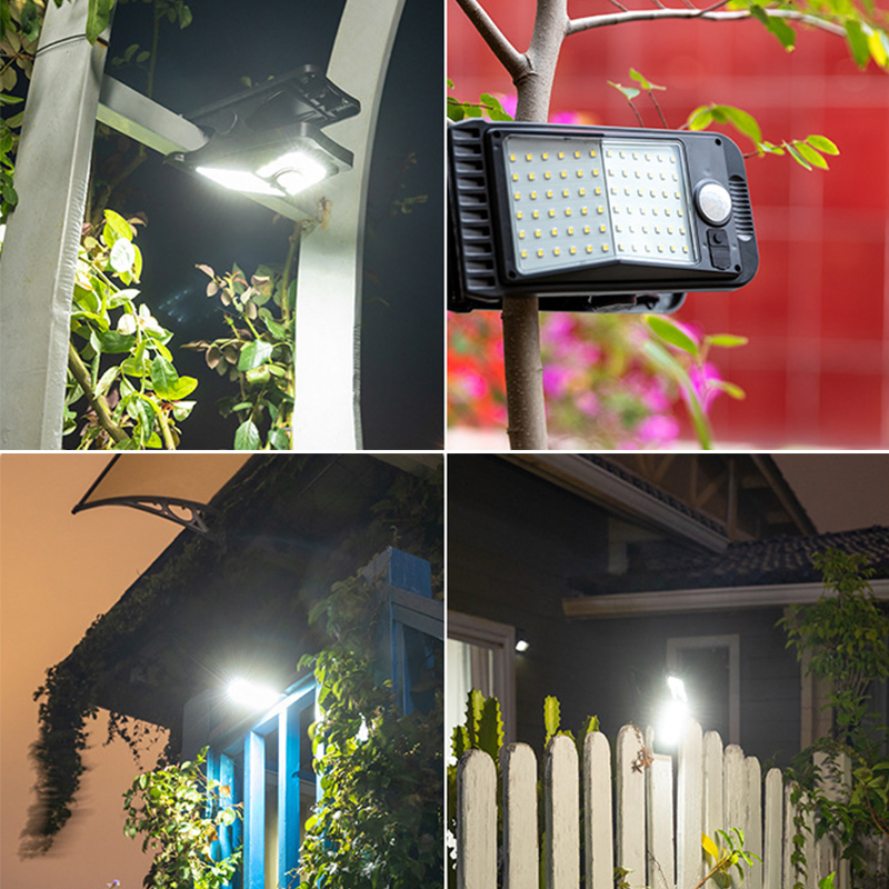 72LED Clip-on Solar Light Outdoor No Drill Motion Sensor Solar Lamp IP65 Waterproof Camping Light for Fence Deck Wall