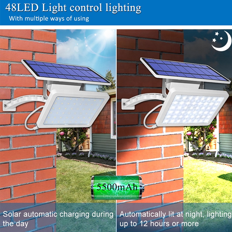 New 48leds IP65 800lm Dusk to Down Street Light Outdoor Integrate Split Solar Light Home
